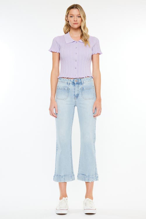 Kancan Angelina High Rise Cropped Flare Jeans In Blue