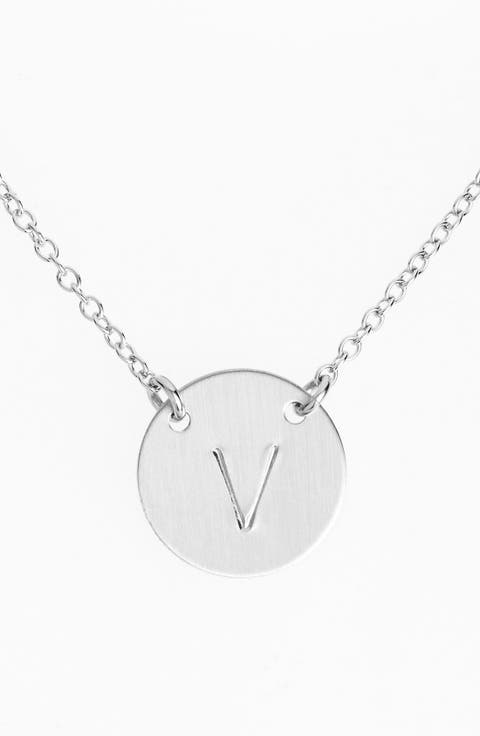 Sterling Silver Initial Disc Necklace