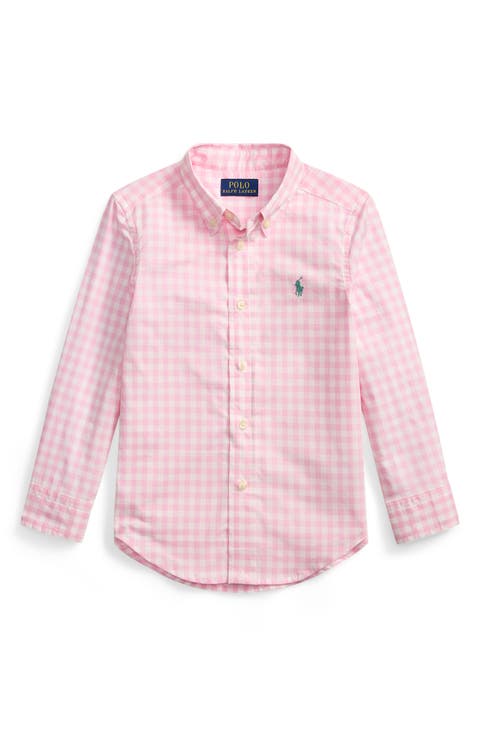 Kids' Gingham Check Cotton Poplin Button-Down Shirt (Toddler & Little Kid)