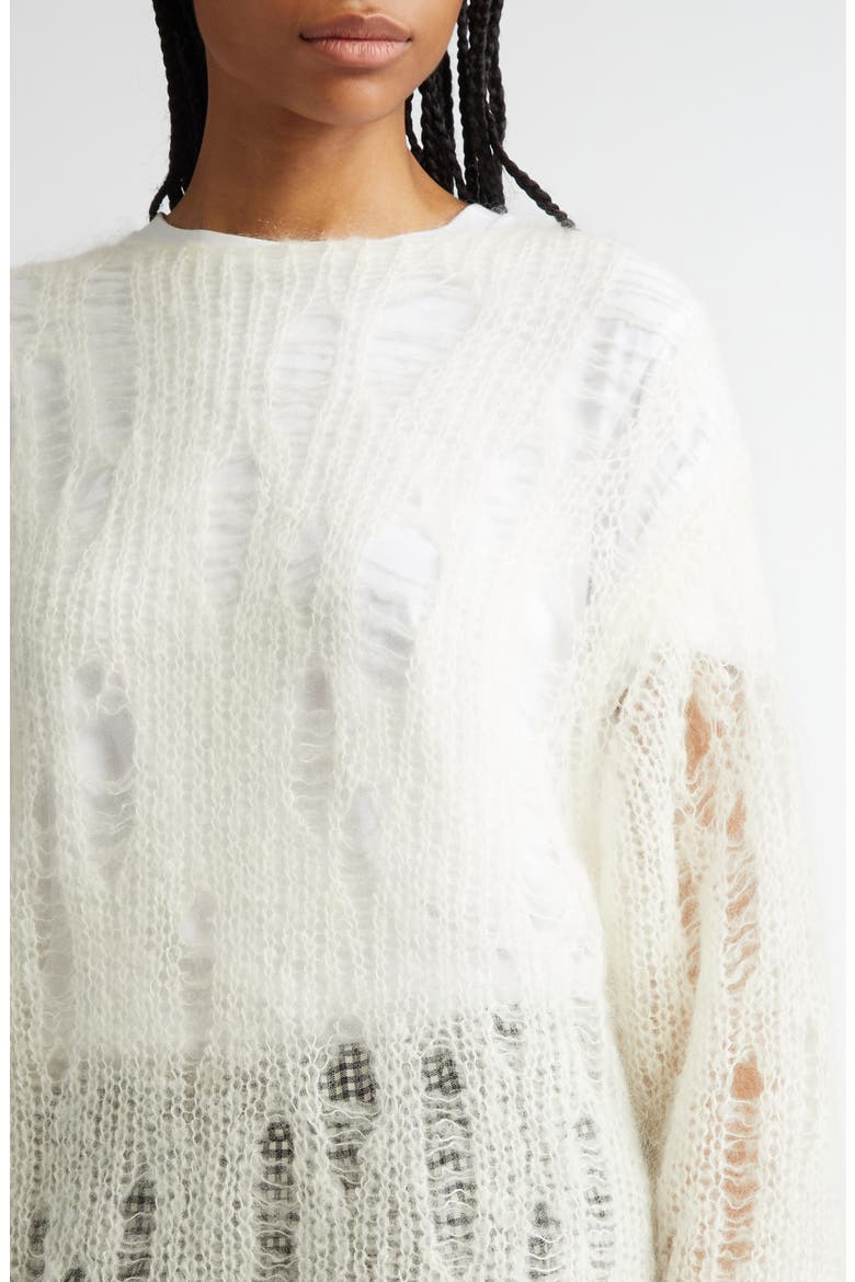 Open Knit Mohair & Wool Blend Sweater, Alternate, color, OFF-WHITE