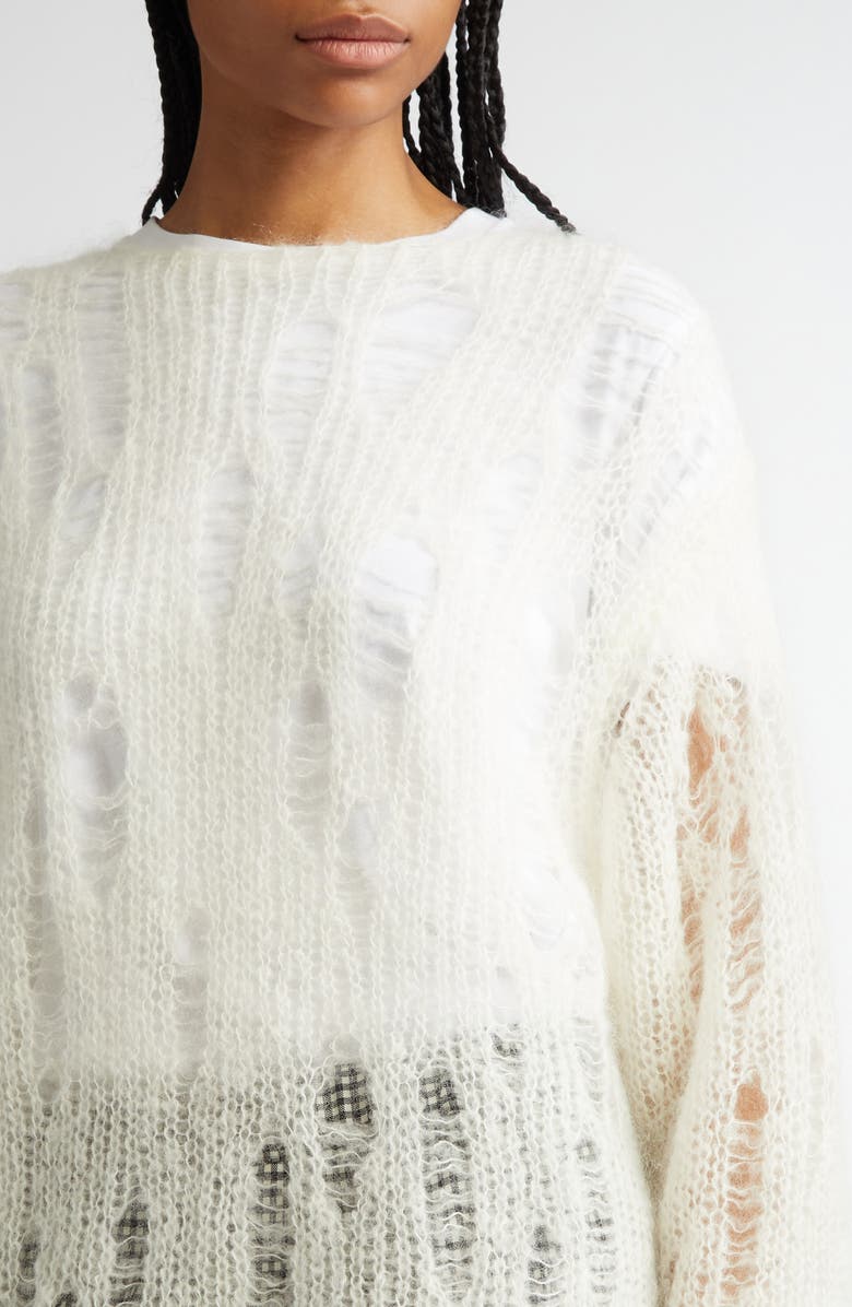 Comme des Garçons Girl Open Knit Mohair & Wool Blend Sweater, Alternate, color, 