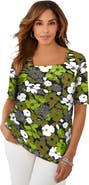 Jessica London Stretch Cotton Square Neck Tee
