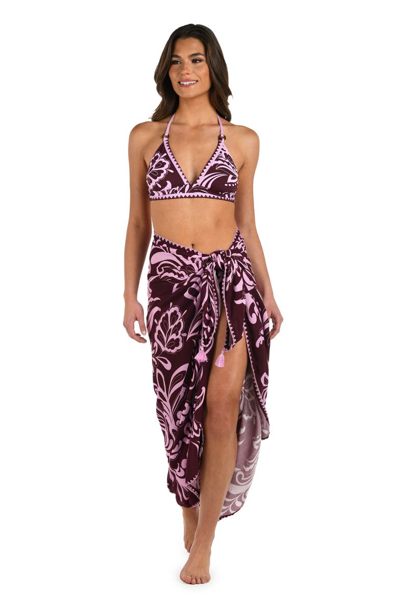 La Blanca Fiji Cover-Up Pareo, Alternate, color, Dark Cherry