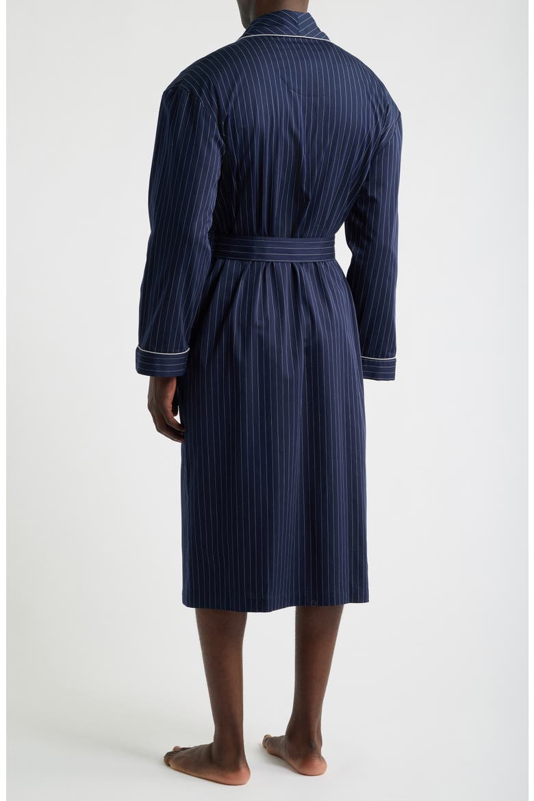 Chalkstripe Cotton Sateen Shawl Robe, Alternate, color, NAVY