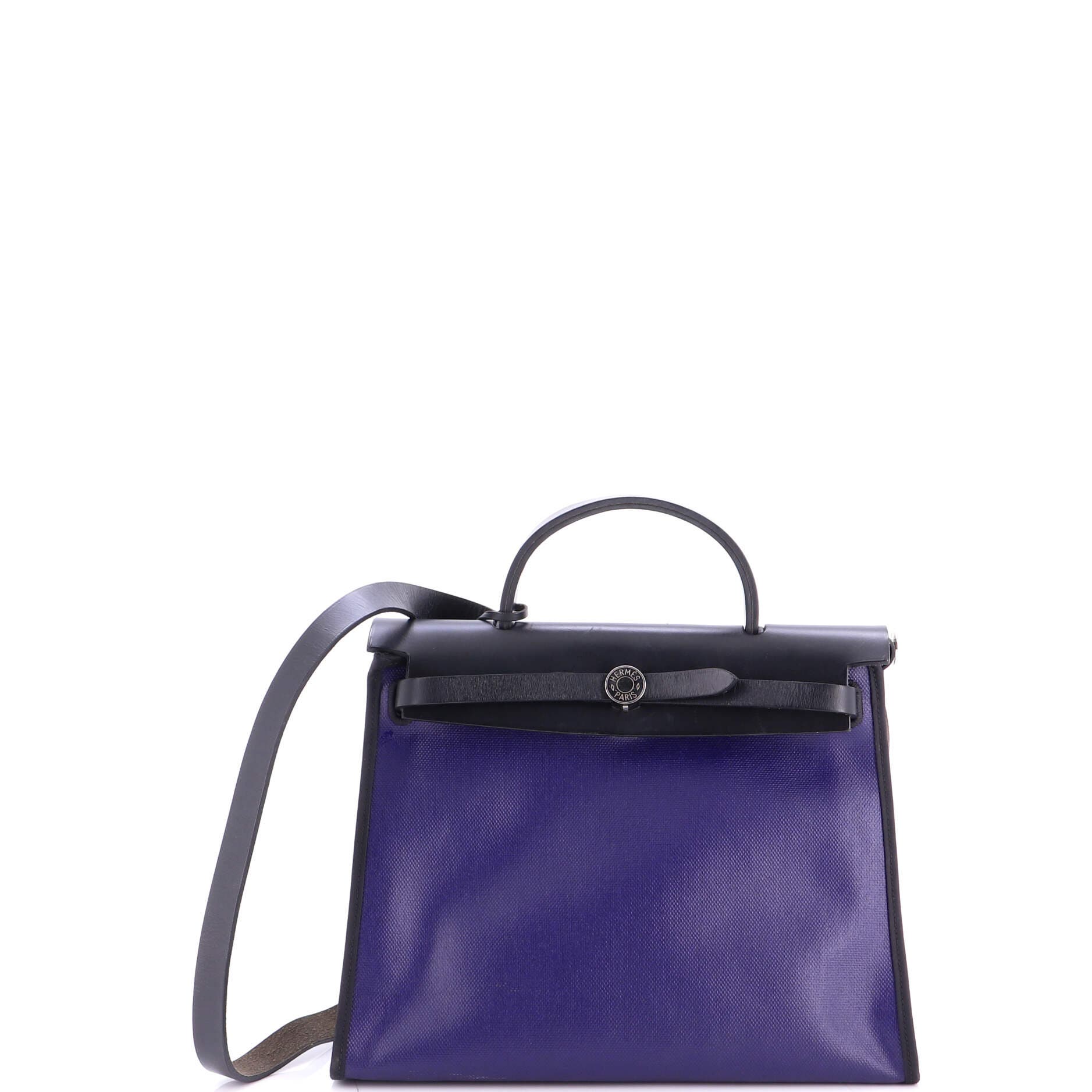 Herbag Zip Berline Vache Canvas and Leather 31, Main, color, Bleu Encre