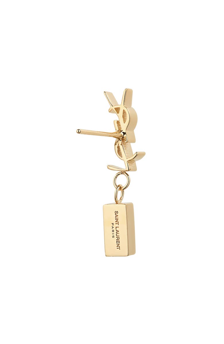 Saint Laurent YSL Crystal Baguette Single Drop Earring, Alternate, color, Dore/ Crystal