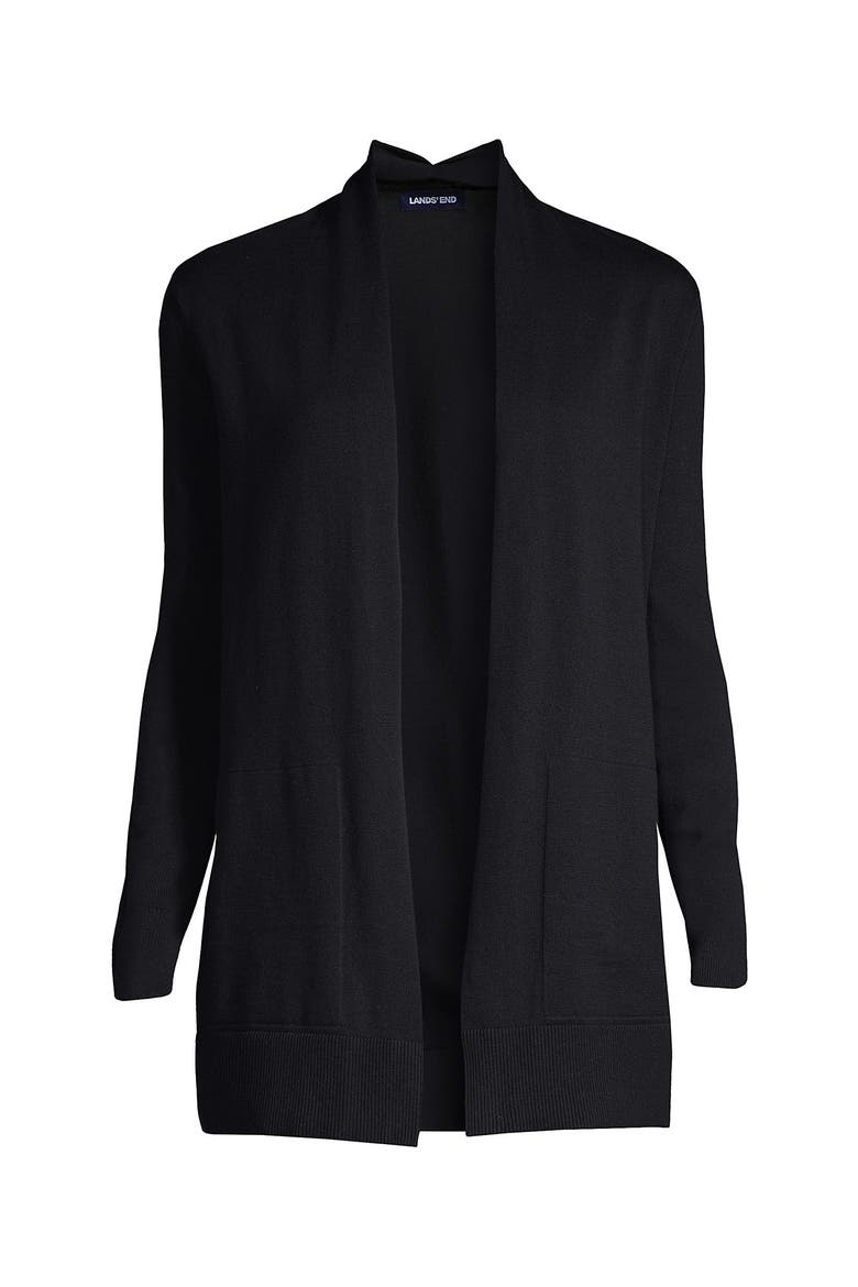 Long Sleeve Open Long Cardigan Sweater, Alternate, color, Black