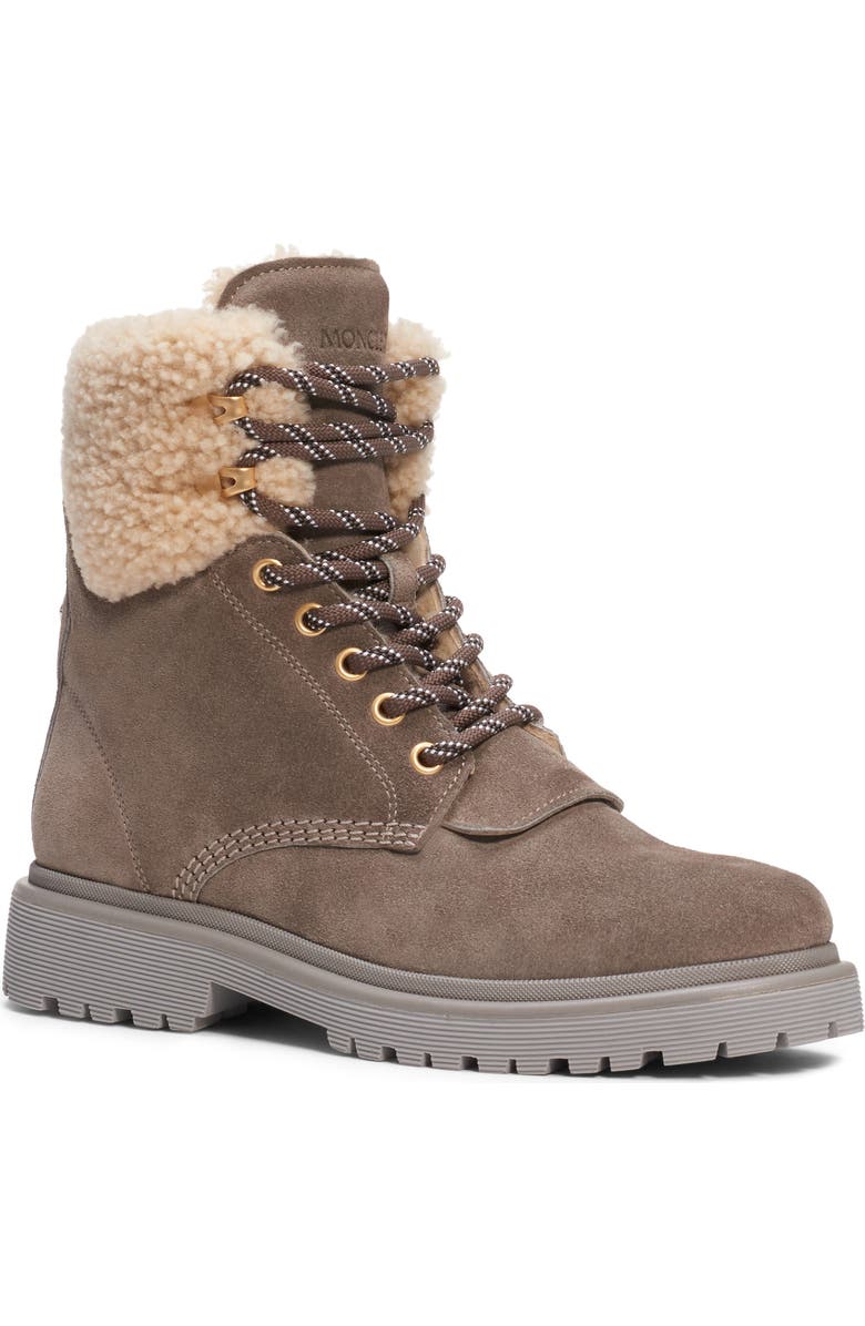 Moncler Patty Genuine Shearling Trim Boot, Main, color,