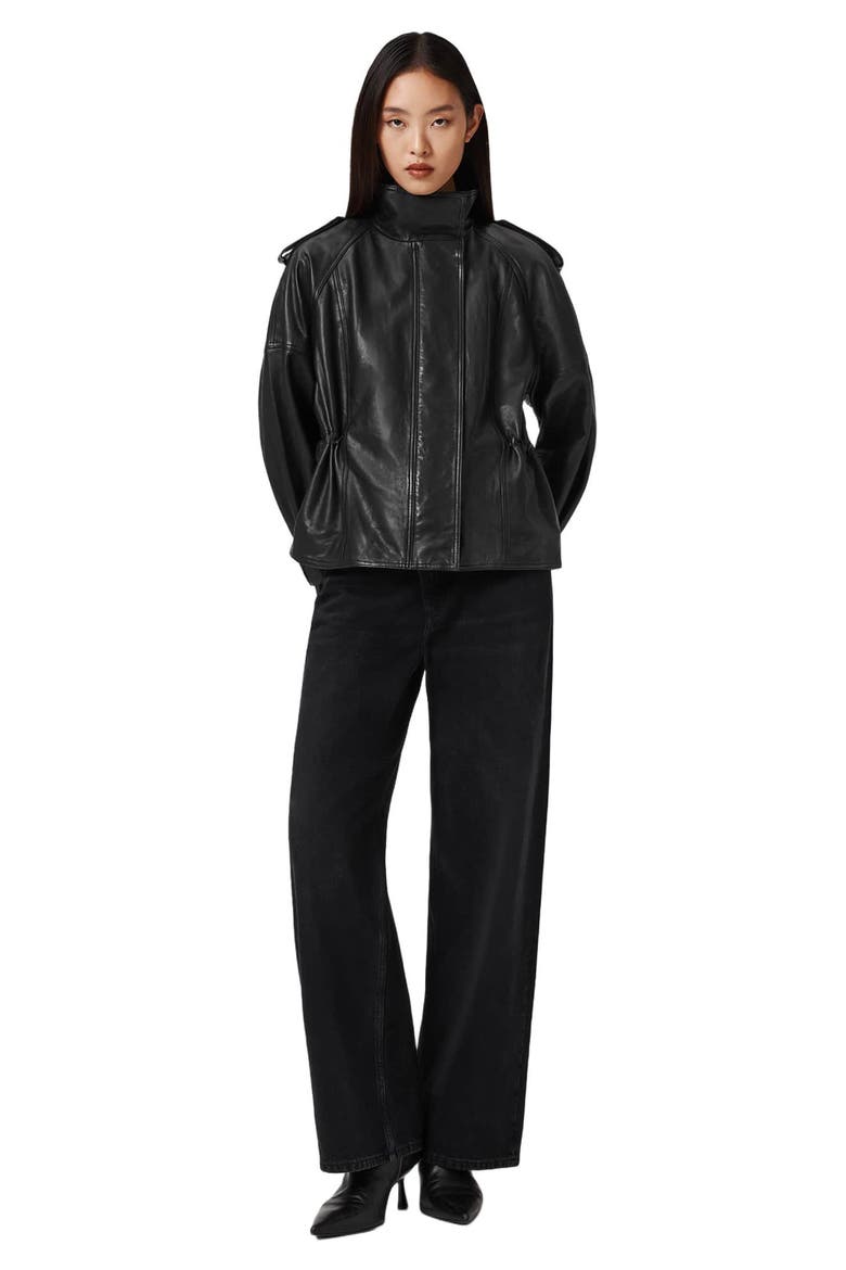 Serne Leather Jacket, Alternate, color, BLACK