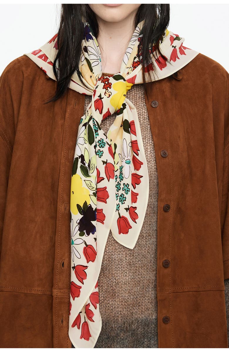 Bimba y Lola Flower Scarf, Alternate, color, Vanilla