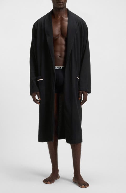 Shawl Collar Knit Cotton Robe