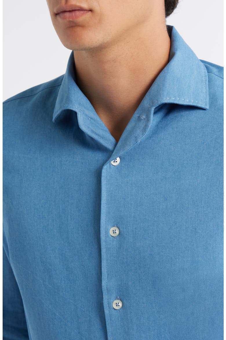 Denim Button-Up Shirt, Alternate, color, MID BLUE