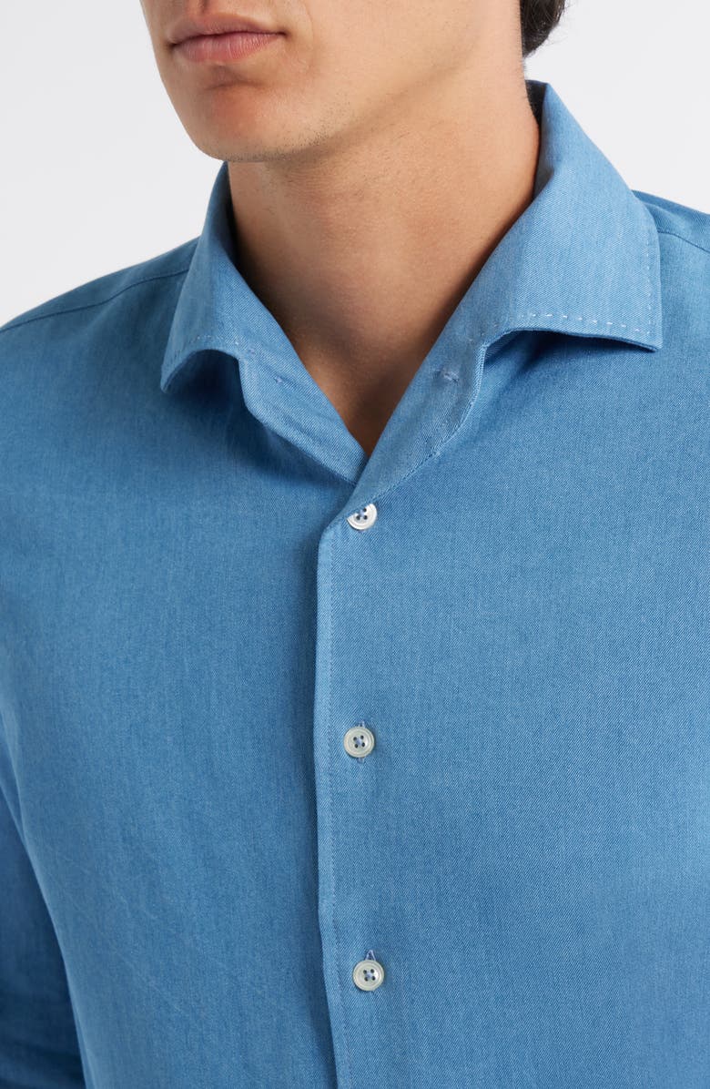 Aurélien Denim Button-Up Shirt, Alternate, color, Mid Blue