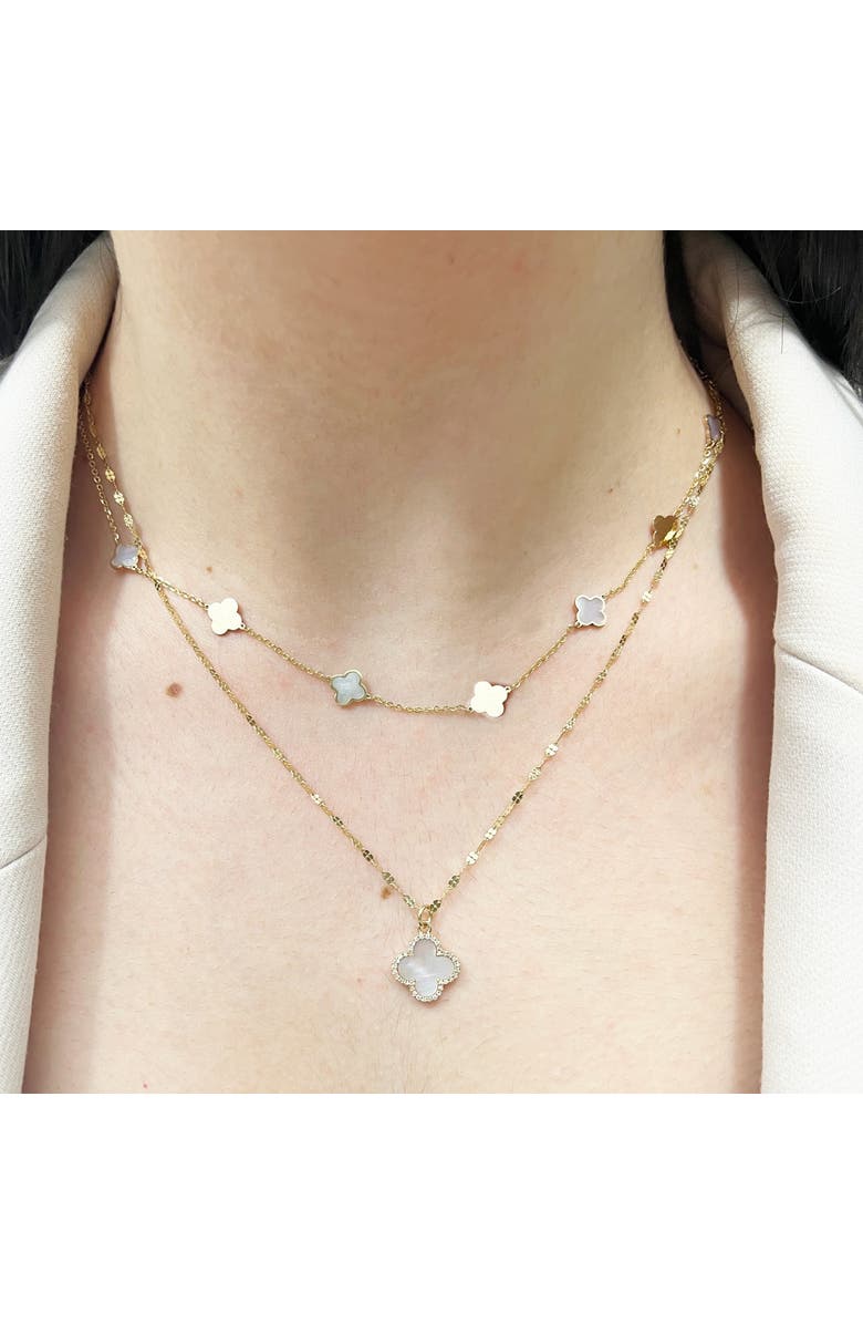 The Lovery Fine Jewelry Mother of Pearl Diamond Clover Charm, Alternate, color, Mother Of Pearl