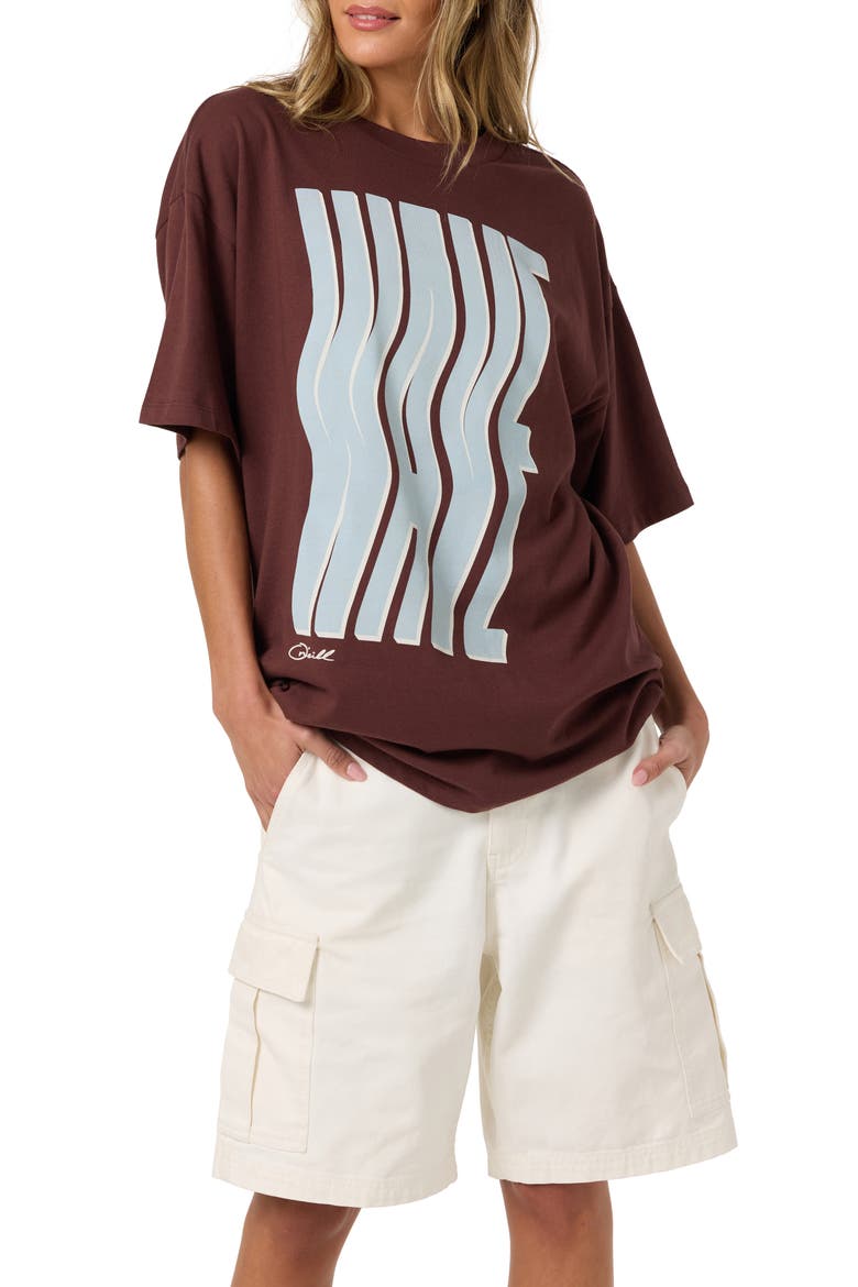 Wave Oversized Graphic T-Shirt, Alternate, color, CHOCOLATE