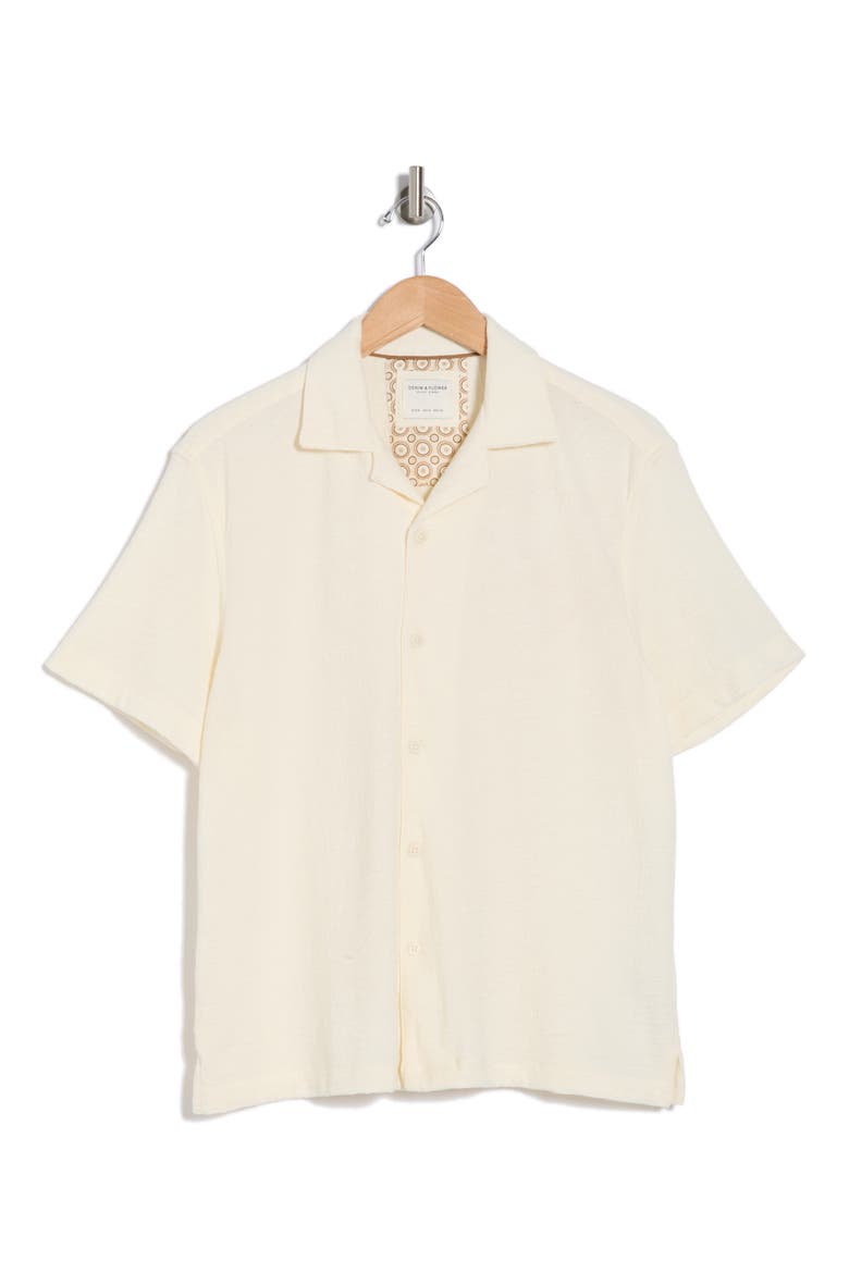 Relaxed Fit Textured Camp Shirt, Alternate, color, CREAM