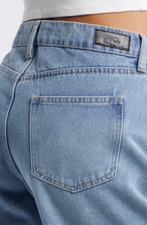 Ptcl Relaxed Hem Denim Bermuda Shorts In Med Indigo