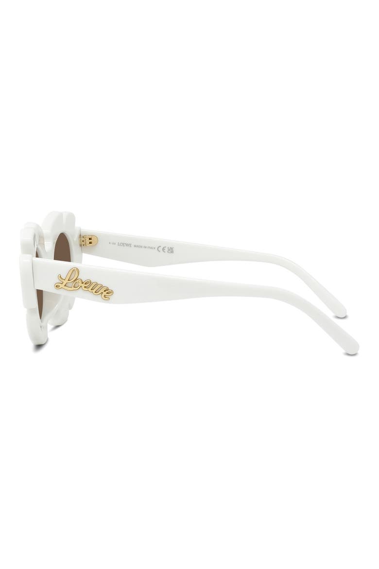 x Paula's Ibiza Flower 47mm Small Cat Eye Sunglasses, Alternate, color, WHITE / BROWN
