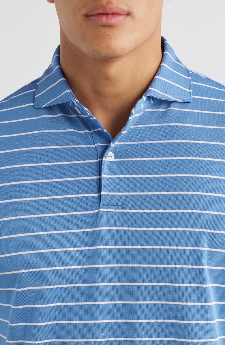 Peter Millar Coda Stripe Performance Piqué Polo, Alternate, color, Lunar Blue
