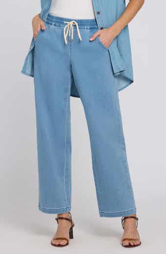 Drawstring Relaxed Knit Denim Pants