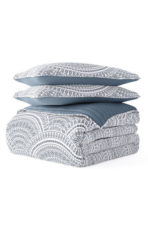 All Season Scalloped 3-Piece Down Alternative Reversible Quilt Set