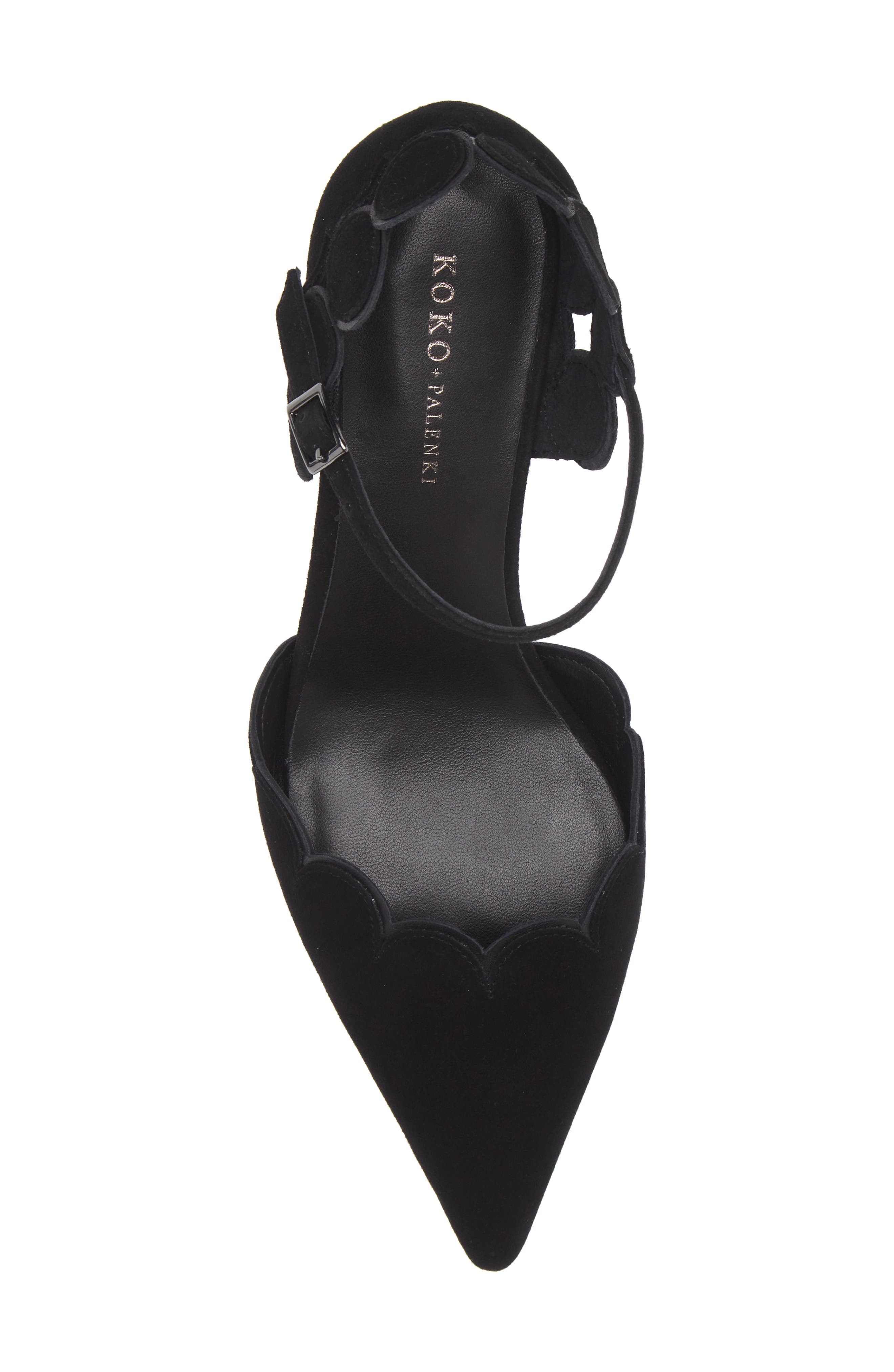 KOKO + PALENKI Praise Ankle Strap Pointed Toe Pump, Alternate, color, Black Suede