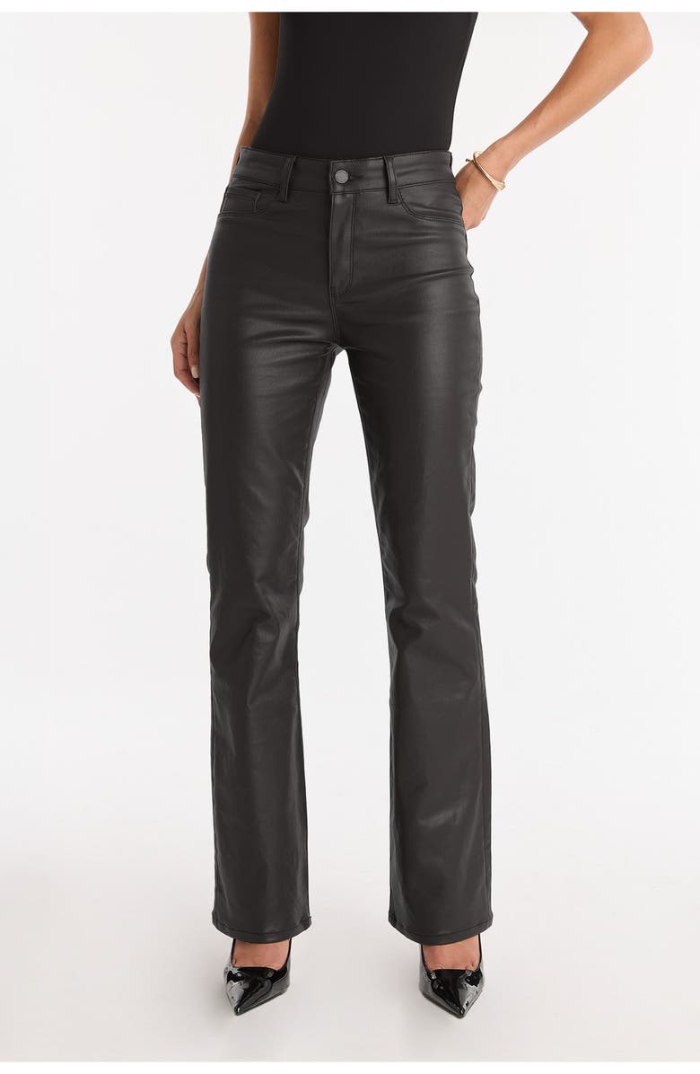 The Noli Shop Aria Coated Flare Jean Petite, Alternate, color, Black