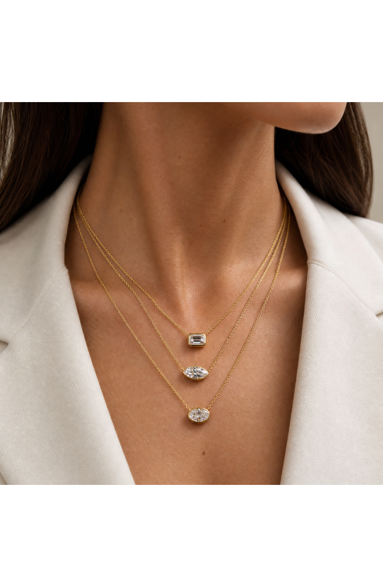 BY ADINA EDEN Lab Grown Oval Bezel Necklace, Alternate, color, Gold