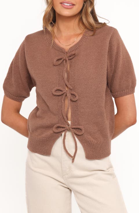 Koskie Tie Front Knit Top