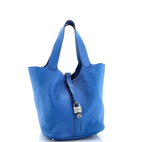 Pre-owned Hermes Hermes Picotin Lock Bag Clemence Gm In Blue
