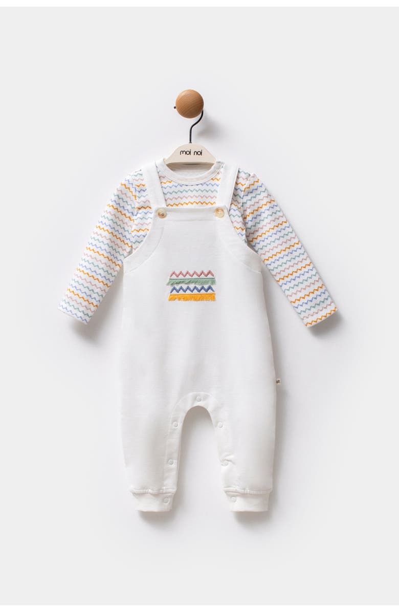 moi noi Zigzag Overalls Set, Alternate, color, Ivory