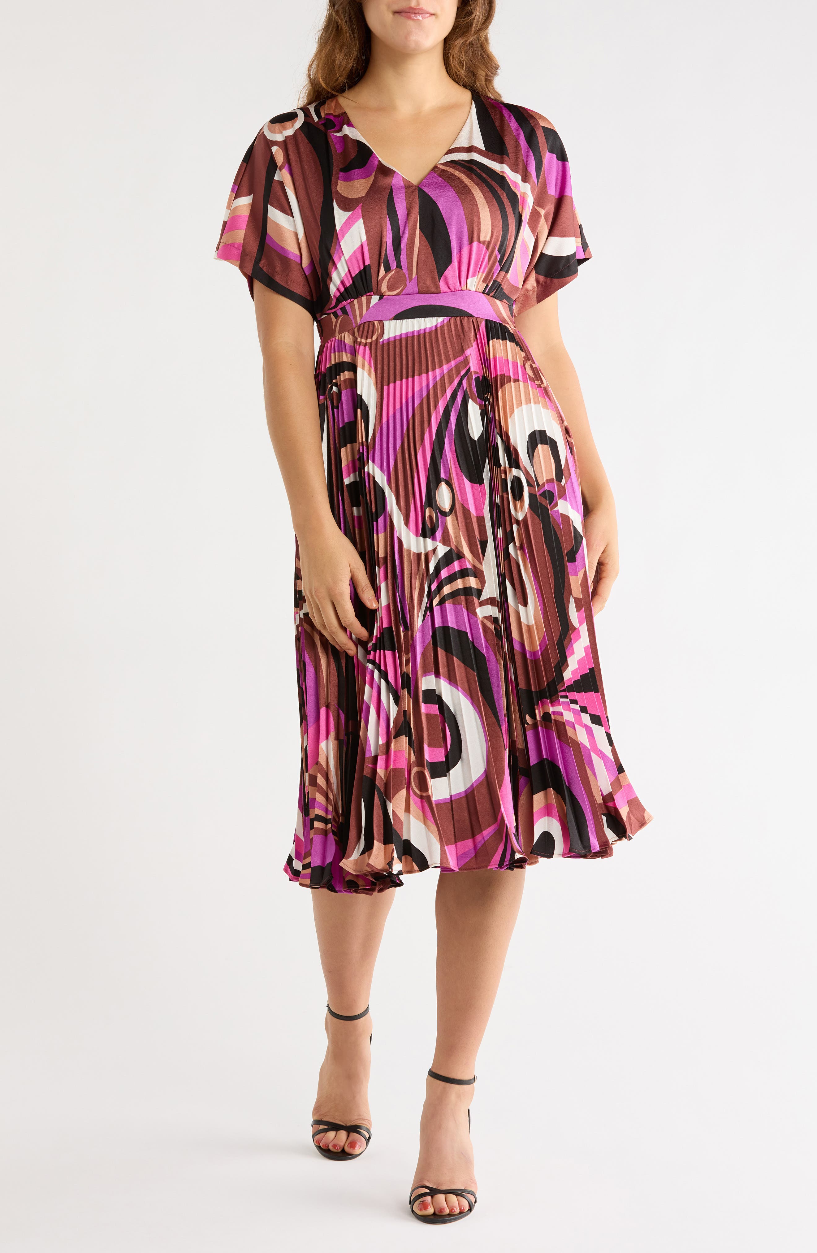 Camilla Satin Pleated Midi Dress