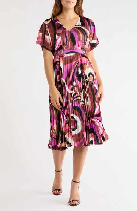 Camilla Satin Pleated Midi Dress