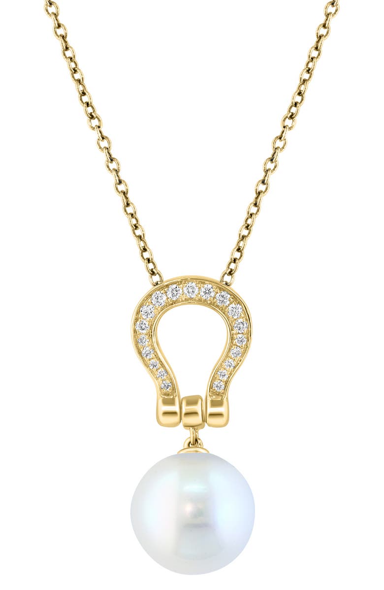 EFFY 14K Yellow Gold Diamond & Cultured Freshwater Pearl Pendant Necklace, Alternate, color, White