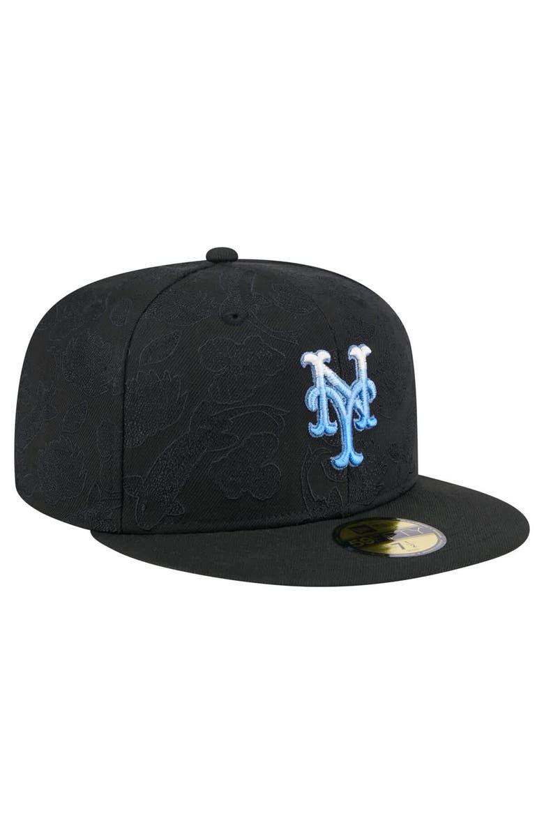 New Era Men's New Era Black New York Mets Tonal Koi 59FIFTY Fitted Hat, Alternate, color, 