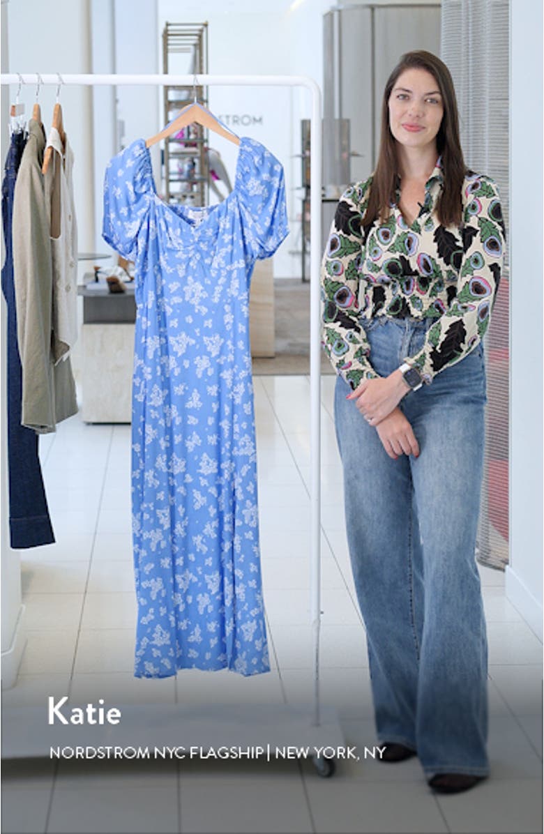 Floral Puff Sleeve Midi Dress, sales video thumbnail