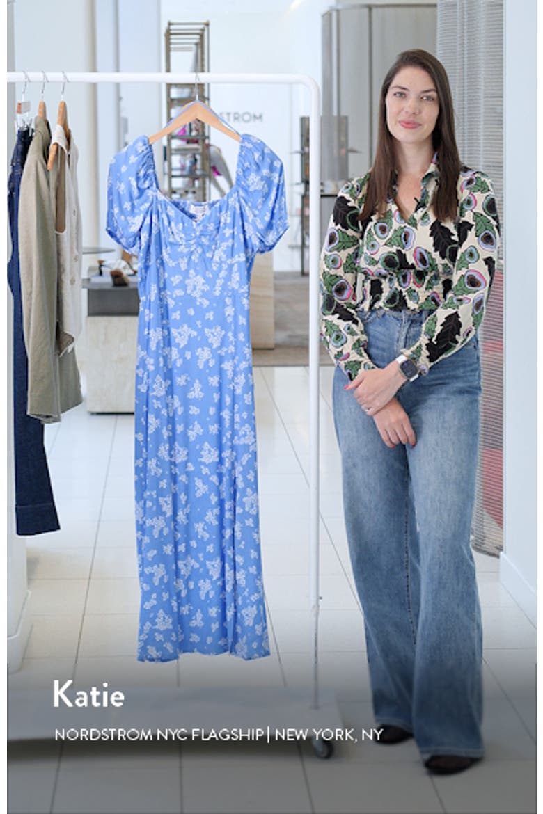 Floral Puff Sleeve Midi Dress video