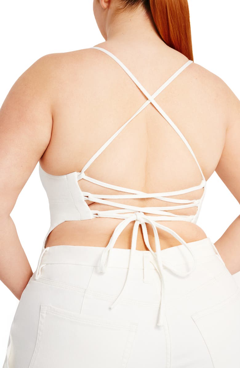 Good American Tie Back Denim Crop Camisole, Alternate, color,