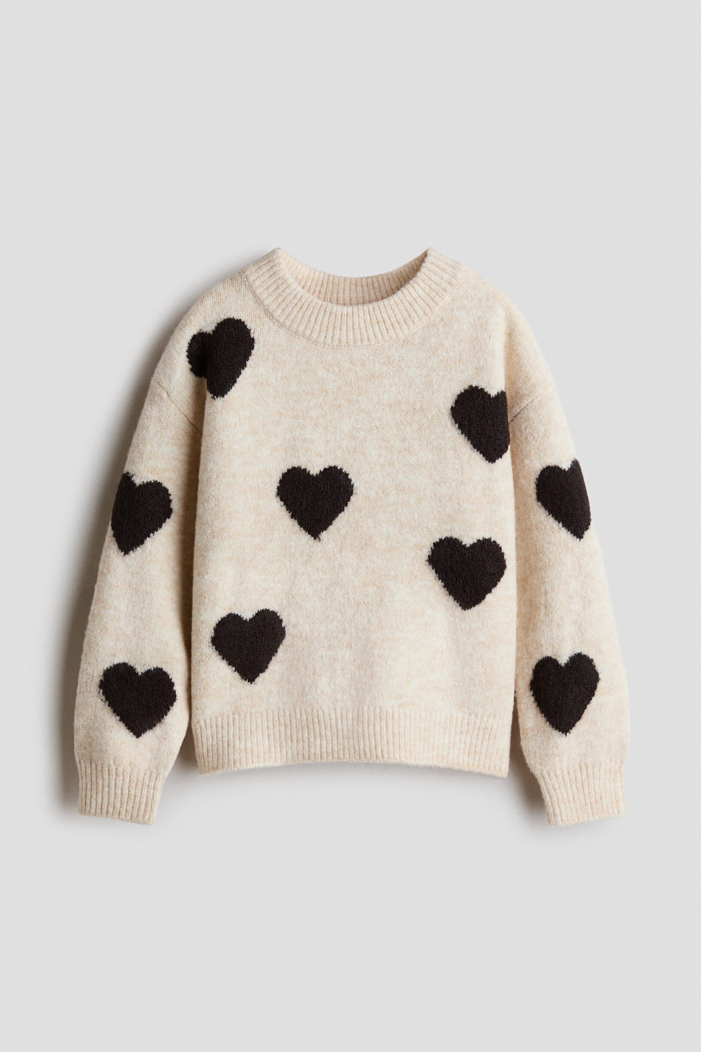 selected Light beige melange/hearts