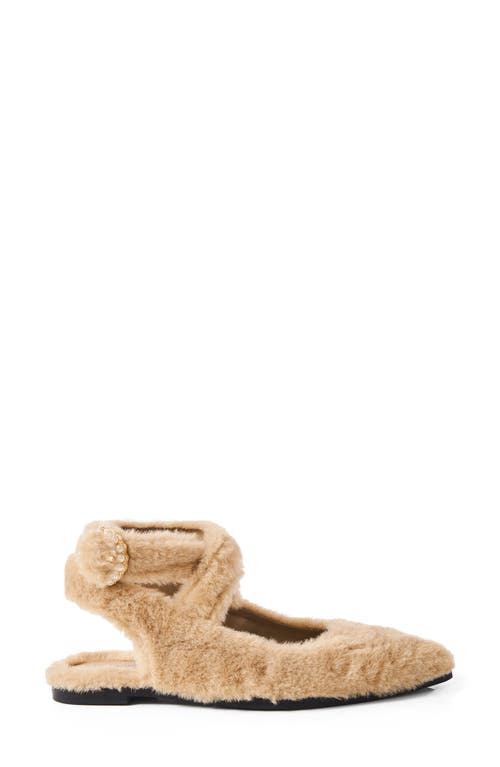 Free People Parisa Faux Shearling Ankle Strap Flat