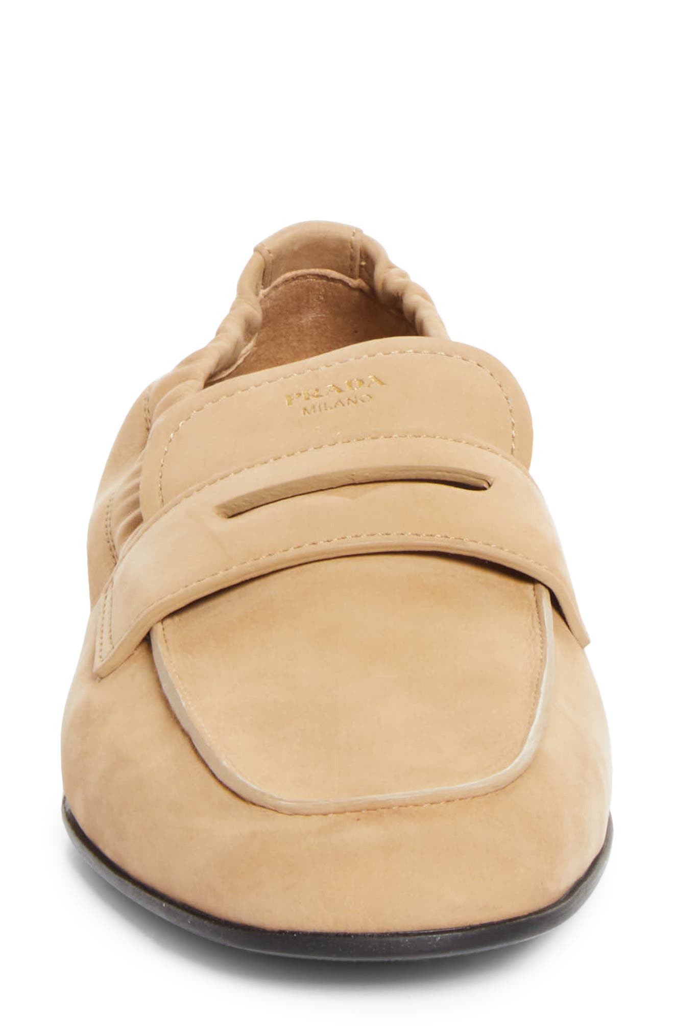 Prada Shuffle Penny Loafer, Alternate, color, Deserto