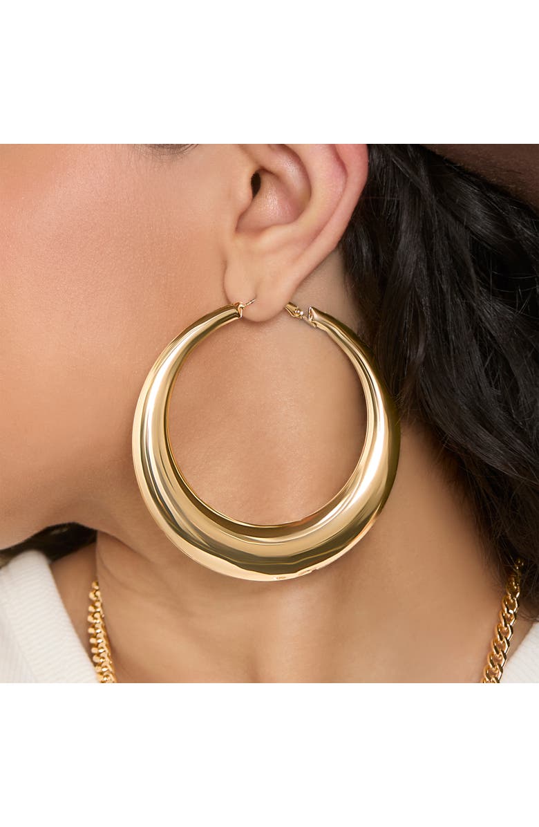 Jessica Simpson Bold Crescent Hoop Earrings, Alternate, color, Gold