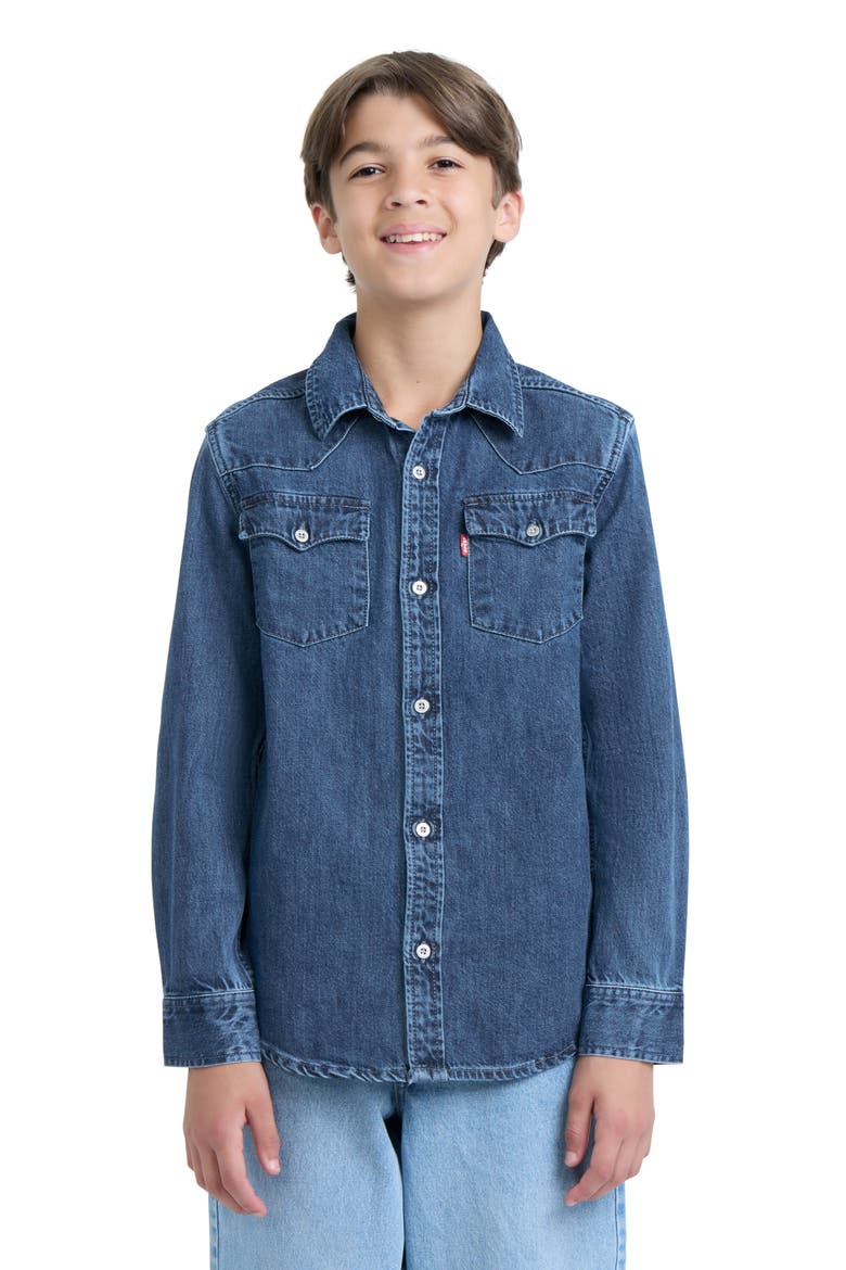 Kids' Western Logo Shirt, Alternate, color, TARNANTION/ NO DESTRUCTION