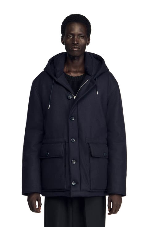 Hooded wool parka