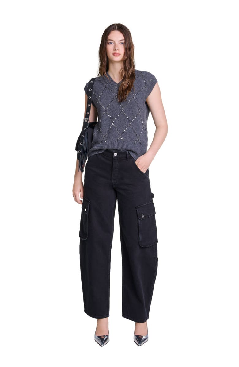 maje Sleeveless sequin sweater, Main, color, 