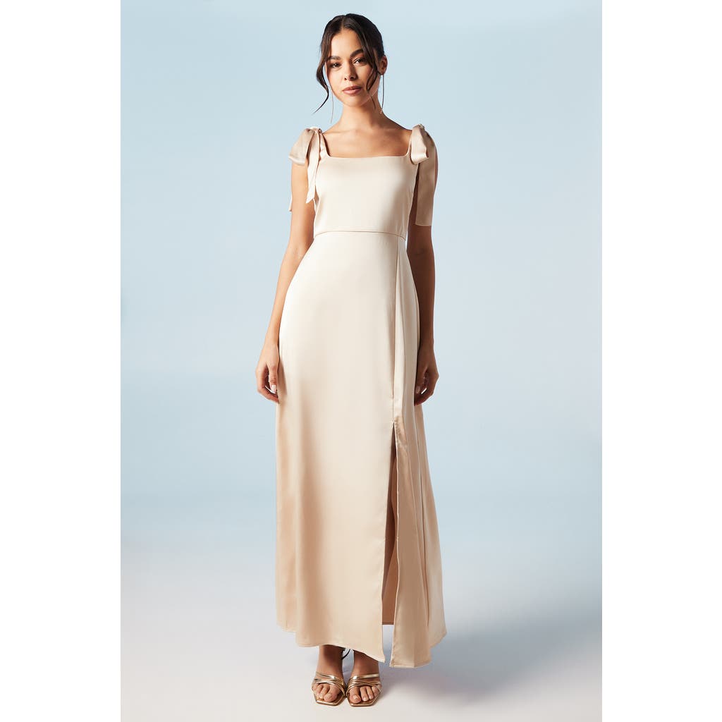 Oasis Satin Midi Bridesmaid Dress In Gold