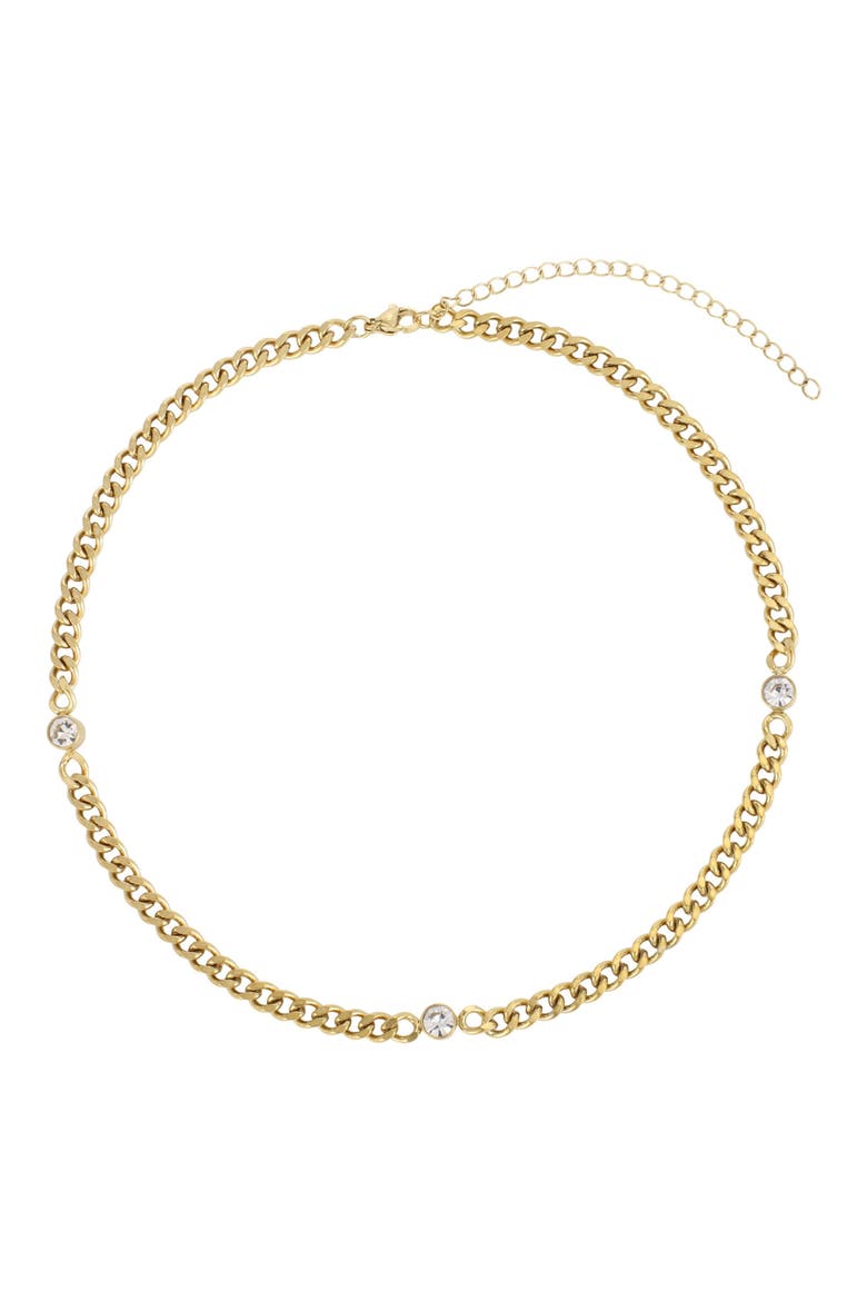 18k Gold Plated Crystal Curb Chain Necklace, Main, color, GOLD
