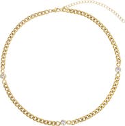 Adornia 18k Gold Plated Crystal Curb Chain Necklace