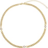 Adornia 18k Gold Plated Crystal Curb Chain Necklace