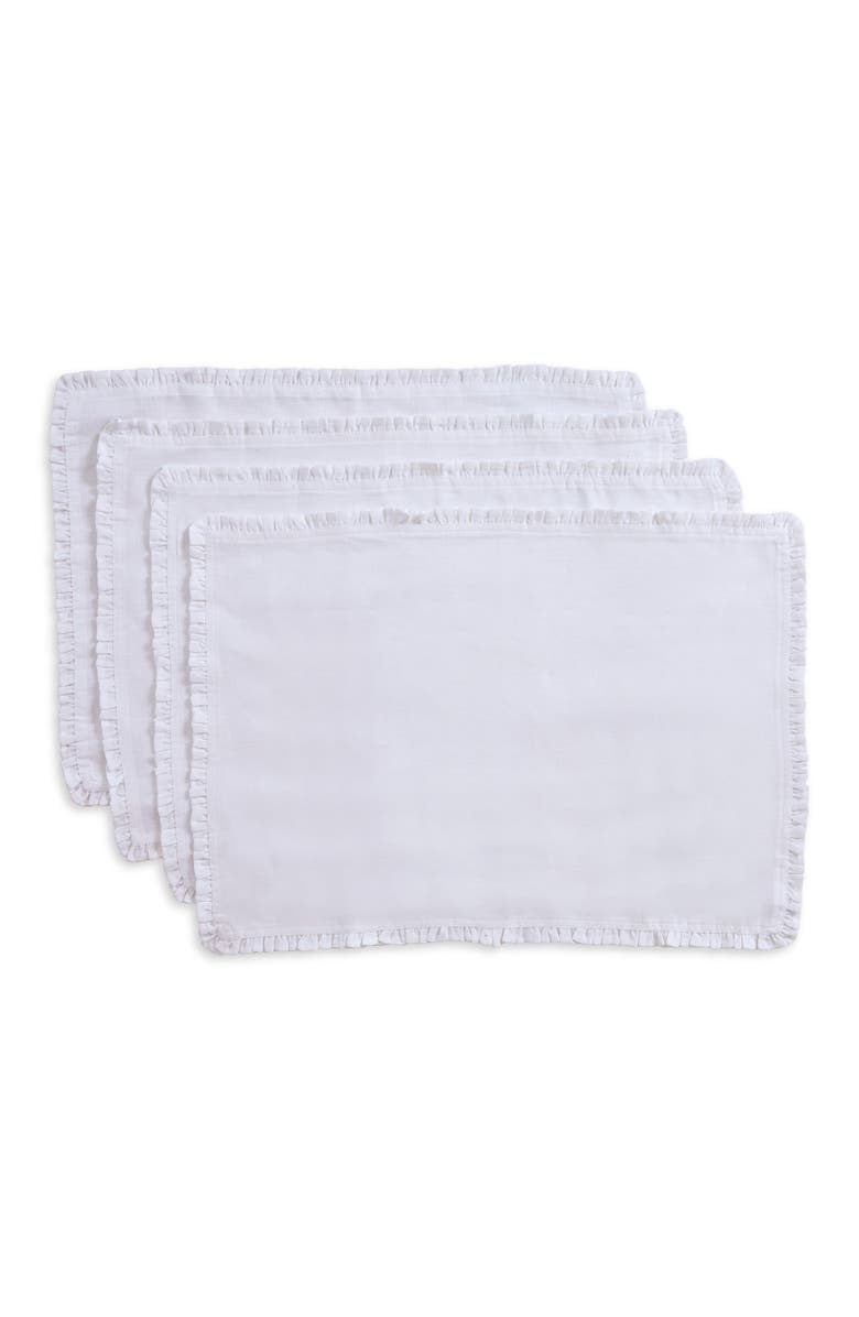 Solino Home Linen Placemats - Juliette Ruffle, 14" x 19", Main, color, White